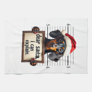 Grappige Dachshund Kerst Meneer Kerstman Ik Kan He Theedoek
