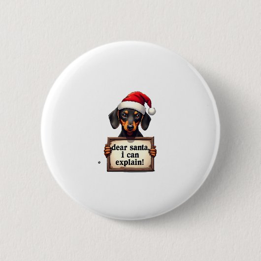 Grappige Dachshund Kerst Mis Bruidegom Santa Ik Ka Ronde Button 5,7 Cm (Voorkant)