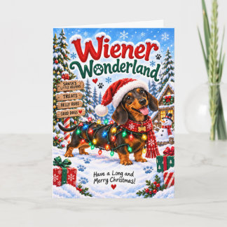 Grappige Dachshund Kerst Wiener Wonderland Kaart