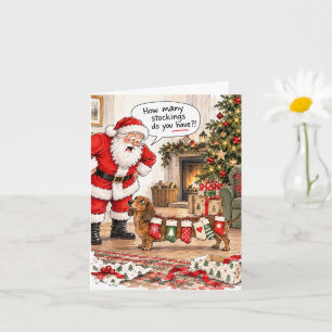 Grappige Dachshund Kerstkaart Kaart