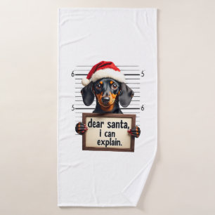 Grappige Dachshund Kerstmis Lieve Sint Ik Kan Het Badhanddoek