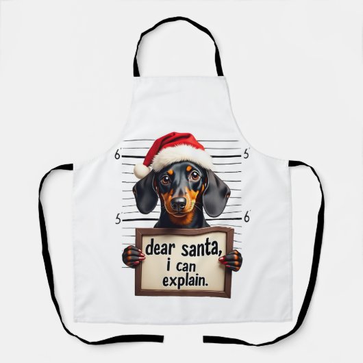Grappige Dachshund Kerstmis Lieve Sint Ik Kan Het  Schort (Voorkant)
