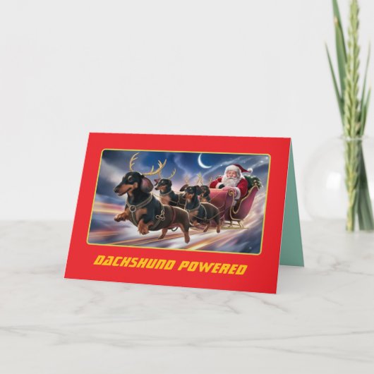 Grappige Dachshund Kerstvakantie Kaart (Voorkant)