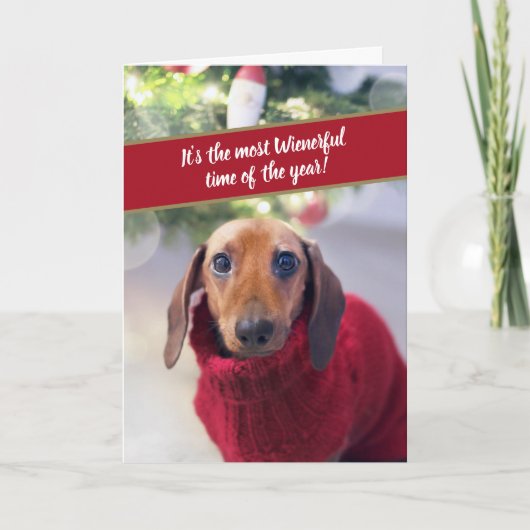 Grappige Dachshund Meest Wienerful Tijd van het Ja Feestdagen Kaart (Voorkant)