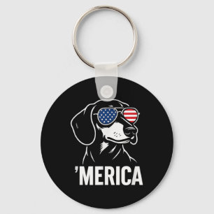 Grappige Dachshund Merica Hond Amerikaanse Vlag Zo Sleutelhanger