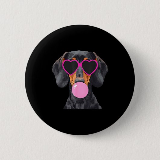 Grappige Dachshund met Bril en Blaast Nk Bubbel Ronde Button 5,7 Cm (Voorkant)