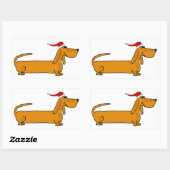Grappige Dachshund Puppy Hond in Santa Hat Kerstmi Rechthoekige Sticker (Vel)