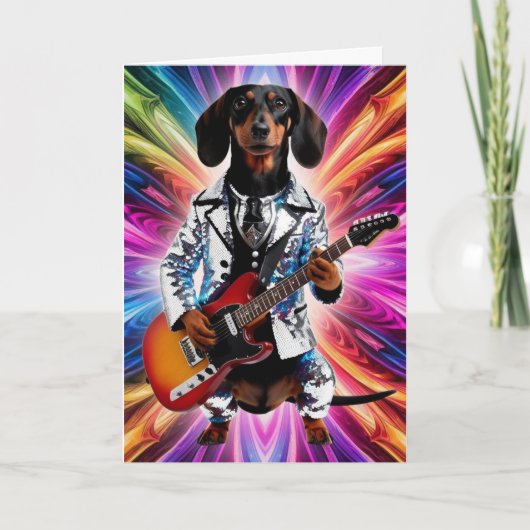 Grappige Dachshund Rockster Kaart (Voorkant)