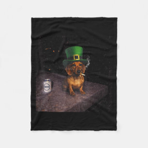 Grappige dachshund rokende meme gen z hond meme fleece deken