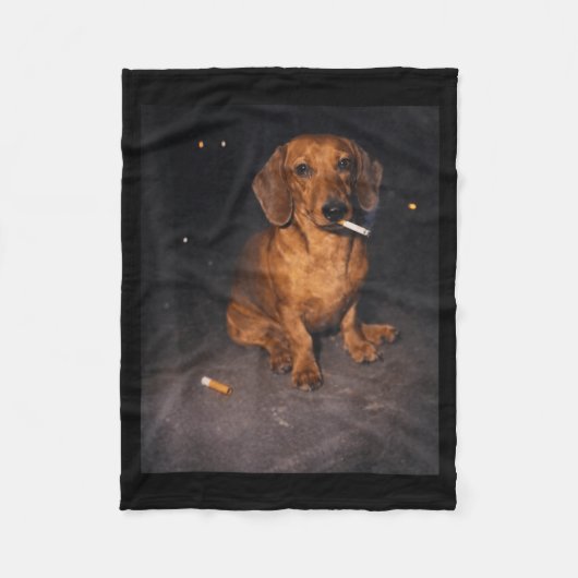 Grappige dachshund rokende meme sigaret hond meme fleece deken (Voorkant)