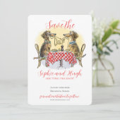 Grappige Dachshund Save The Date-hondenliefhebbers Date (Staand voorkant)