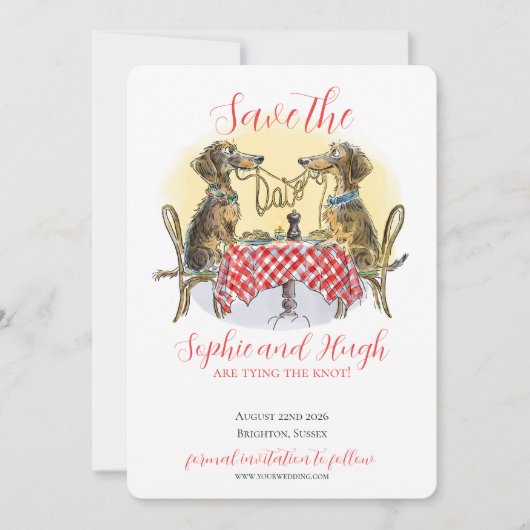 Grappige Dachshund Save The Date-hondenliefhebbers Date (Voorkant)