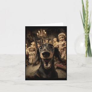 Grappige Dachshund Selfie Y-poppen en Griezeld Hal Kaart