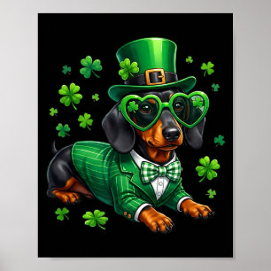 Grappige dachshund shamrock st patricks dag Ierse  Poster