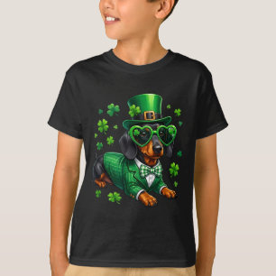 Grappige dachshund shamrock st patricks dag Ierse T-shirt