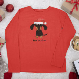 Grappige Dachshund Sinterklaas Vakantie Wiener Hon T-shirt