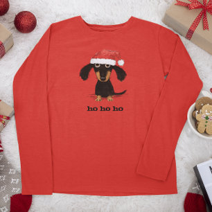Grappige Dachshund Sinterklaas Vakantie Wiener Hon T-shirt
