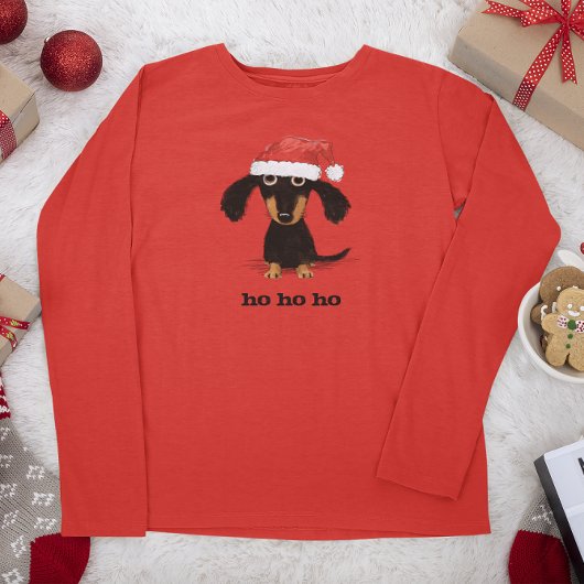 Grappige Dachshund Sinterklaas Vakantie Wiener Hon T-shirt