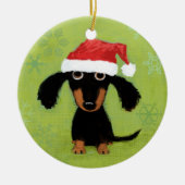 Grappige Dachshund Sinterklaas Wiener Hond Kerstmi Keramisch Ornament (Voorkant)