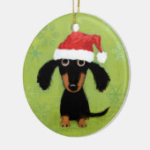 Grappige Dachshund Sinterklaas Wiener Hond Kerstmi Keramisch Ornament (Links)