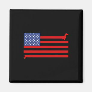 Grappige Dachshund Usa Vlag 4e Juli Patriotische D Magneet