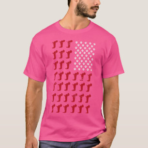Grappige Dachshund USA Vlag Dier Wiener Hond T-shirt