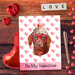 Grappige Dachshund Wees Mijn Valentijn Hond Valent Feestdagenkaart