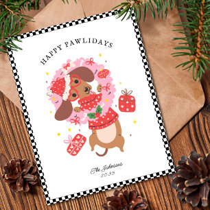 Grappige Dachshund Wiener Kerst  Feestdagenkaart