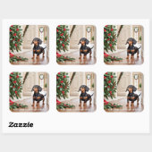 Grappige Dachshund Worst Hond Kerstmis Vierkante Sticker (Vel)