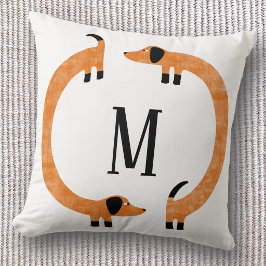 Grappige Dachshund Worst Honden Monogram Kussen