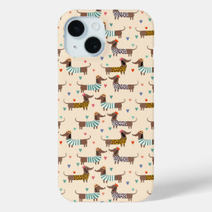 Grappige Dachshunds in Mutsen en Truien iPhone 15 Case