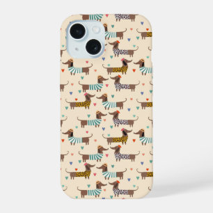 Grappige Dachshunds in Mutsen en Truien iPhone 15 Case