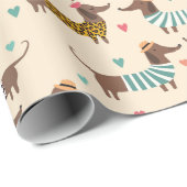 Grappige Dachshunds in Petten en truien Cadeaupapier (Rol Hoek)