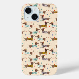 Grappige Dachshunds in Petten en truien iPhone 15 Case