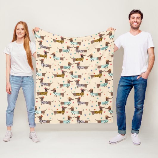 Grappige Dachshunds in Petten en truien Fleece Deken (In situ)