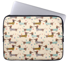 Grappige Dachshunds in Petten en truien Laptop Sleeve