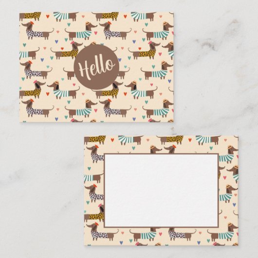 Grappige Dachshunds in Petten en truien Notitiekaartje (Voorkant / Achterkant)