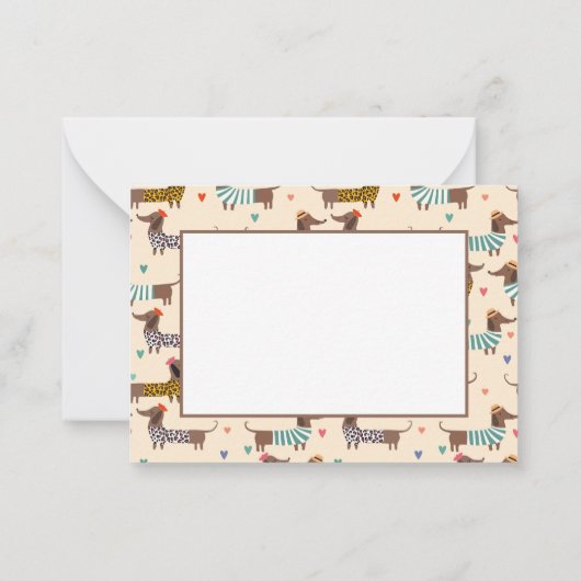 Grappige Dachshunds in Petten en truien Notitiekaartje (Achterkant)