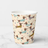 Grappige Dachshunds in Petten en truien Papieren Bekers (Achterkant)