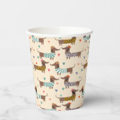 Grappige Dachshunds in Petten en truien Papieren Bekers (Links)