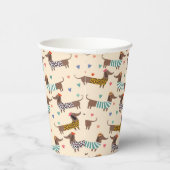 Grappige Dachshunds in Petten en truien Papieren Bekers (Rechts)