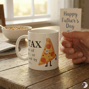 Grappige "Dad Tax"-definitie en leuk pizza-afbeeld Koffiemok