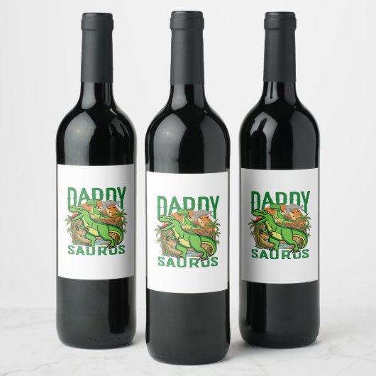 Grappige Daddysaurus T-Rex Dinosaur | Cadeau voor Wijn Etiket (Flessen)