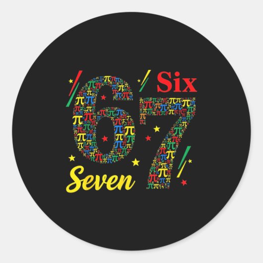 Grappige dag 3.14 symbool 67 meme wiskunde grap ge ronde sticker (Voorkant)
