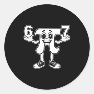 Grappige dag 3.14 symbool 67 meme wiskunde grap ge ronde sticker