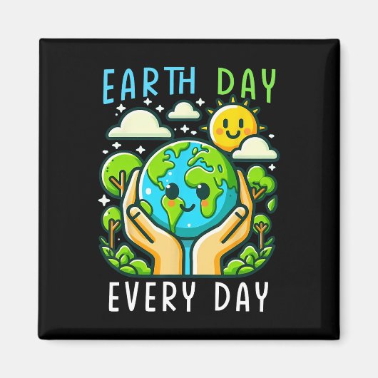 Grappige Dag van de Aarde Red de planeet Schattige Magneet (Voorkant)