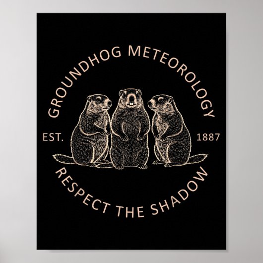 Grappige Dag van de Bosmarmot Meteorologie Respect Poster (Voorkant)