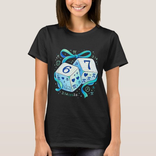 Grappige dag wiskunde 67 dobbelsteen 6 7 meme  t-shirt (Voorkant)