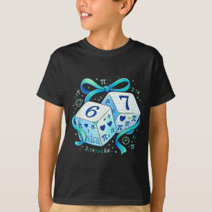 Grappige dag wiskunde 67 zes zeven dobbelstenen 6 t-shirt