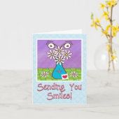 Grappige Daisy Flower Vaas gezicht denken aan je Kaart (Gele Bloem)